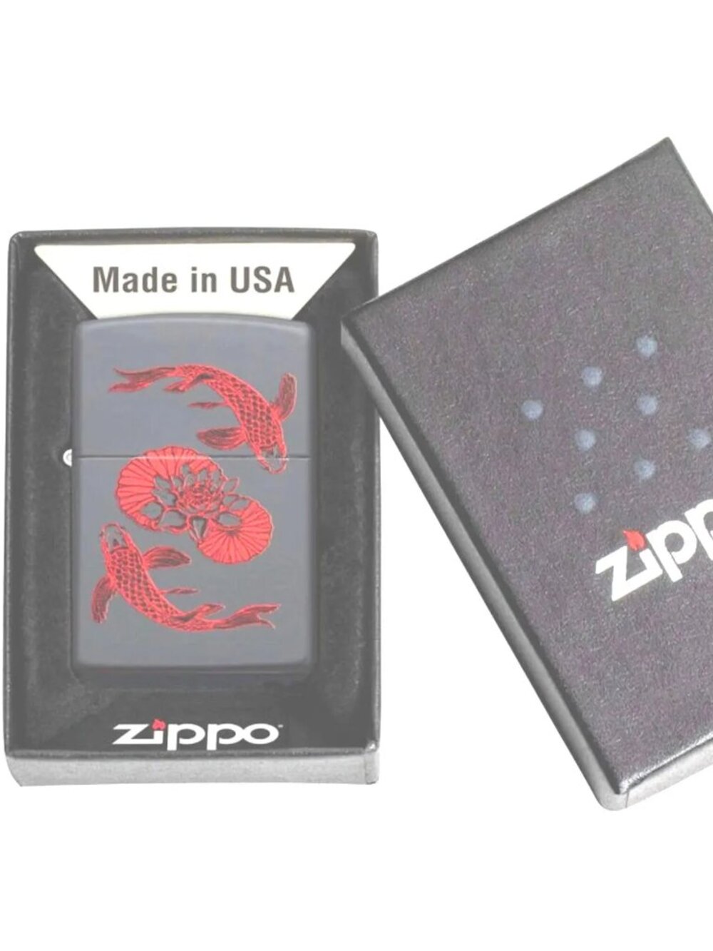 Sharp Black Koi Fish Zippo Lighter